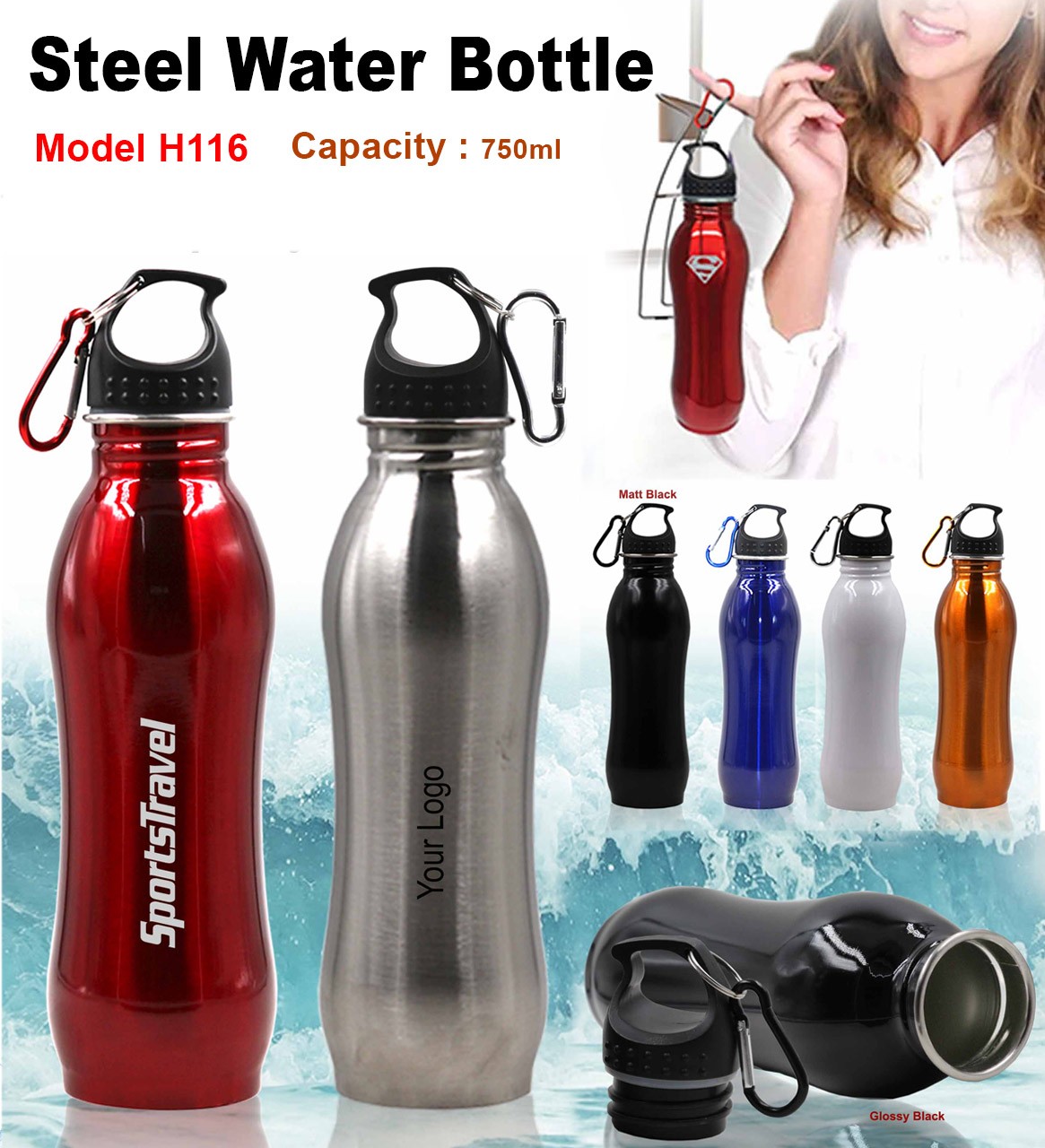 Steel Water Bottle-750 ml