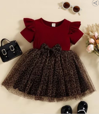 Leopard Print Fit & Flare Dress for girl