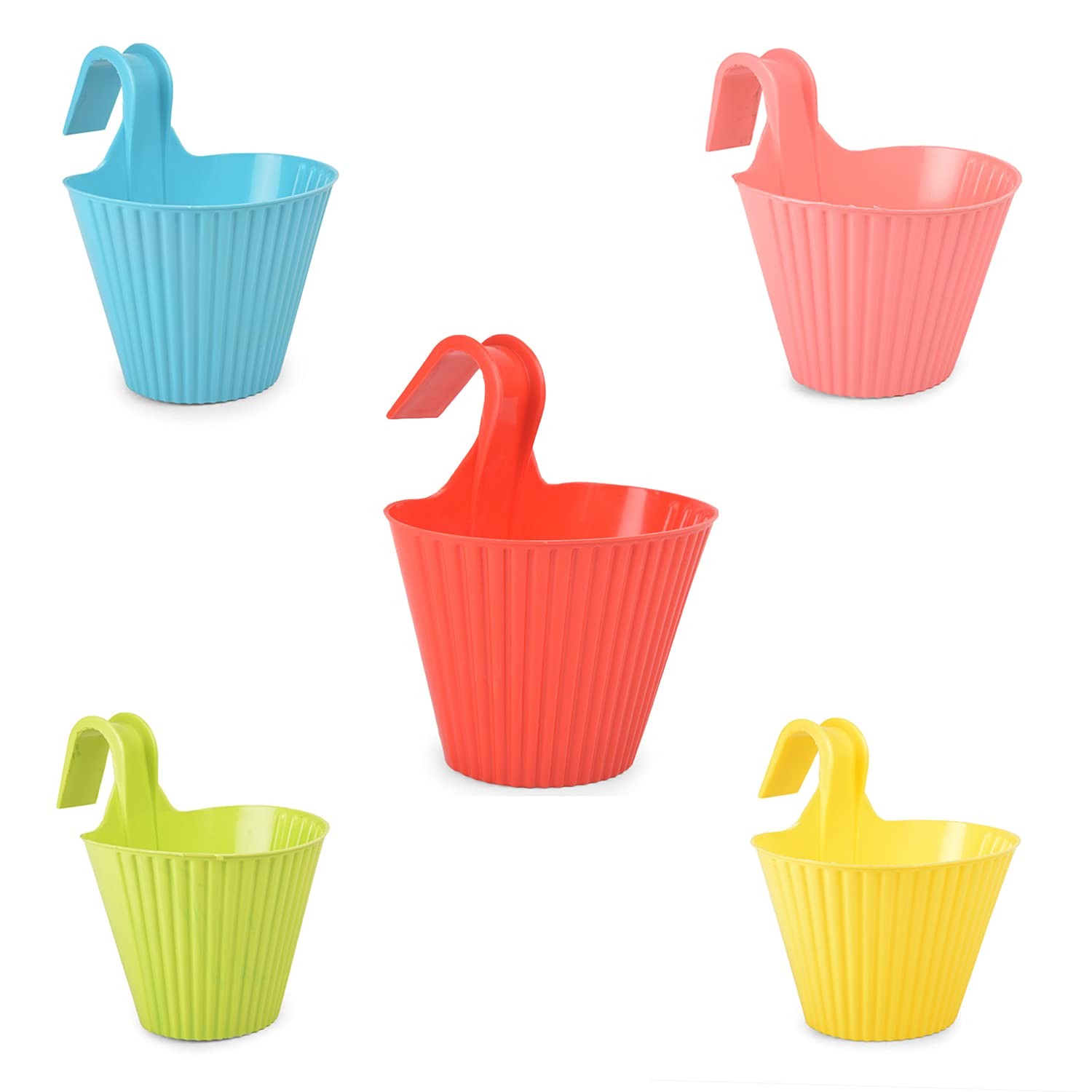 Plastic Sunshine Hook Pot Hook Garden Railing Hanging Pots Planter for Plant Balcony (6), Multicolour, Standard